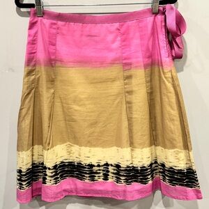 Heart Moon Star Women’s Pink Tan Ombré Side Ribbon A Line Skirt Size 8 NWOT